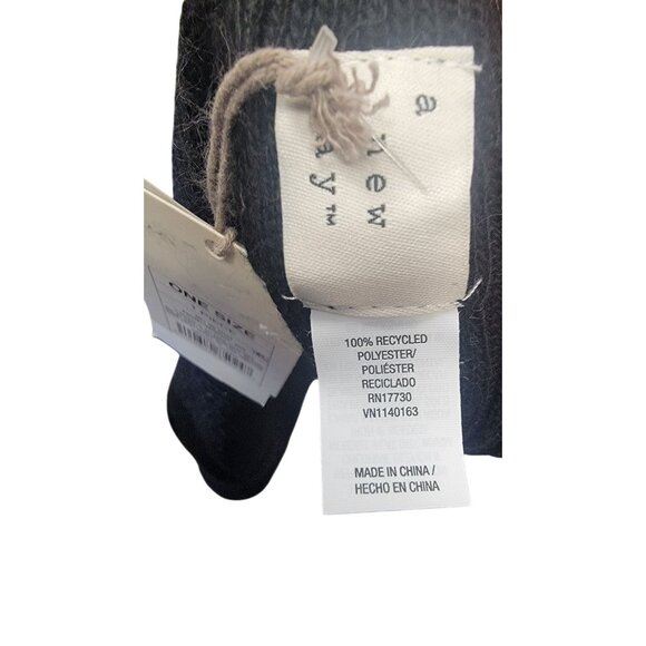 Black Ribbed Scarf Made From 90% Recycled Polyester  One Size - Picture 3 of 5